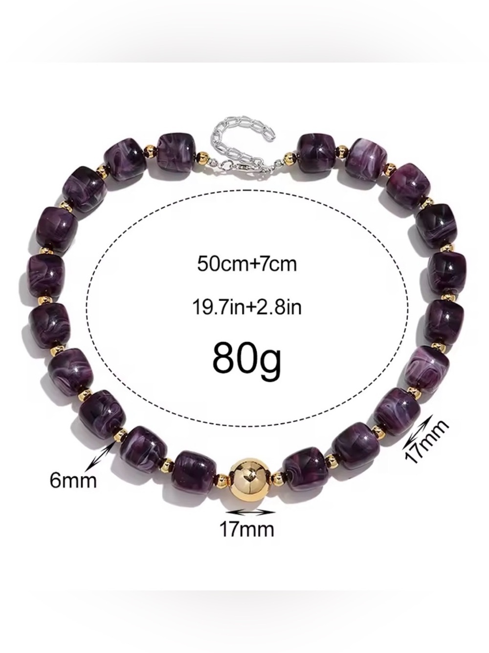 Polished Brown Bead Necklace with Gold Accent - Jewelry - Picture 6 of 6